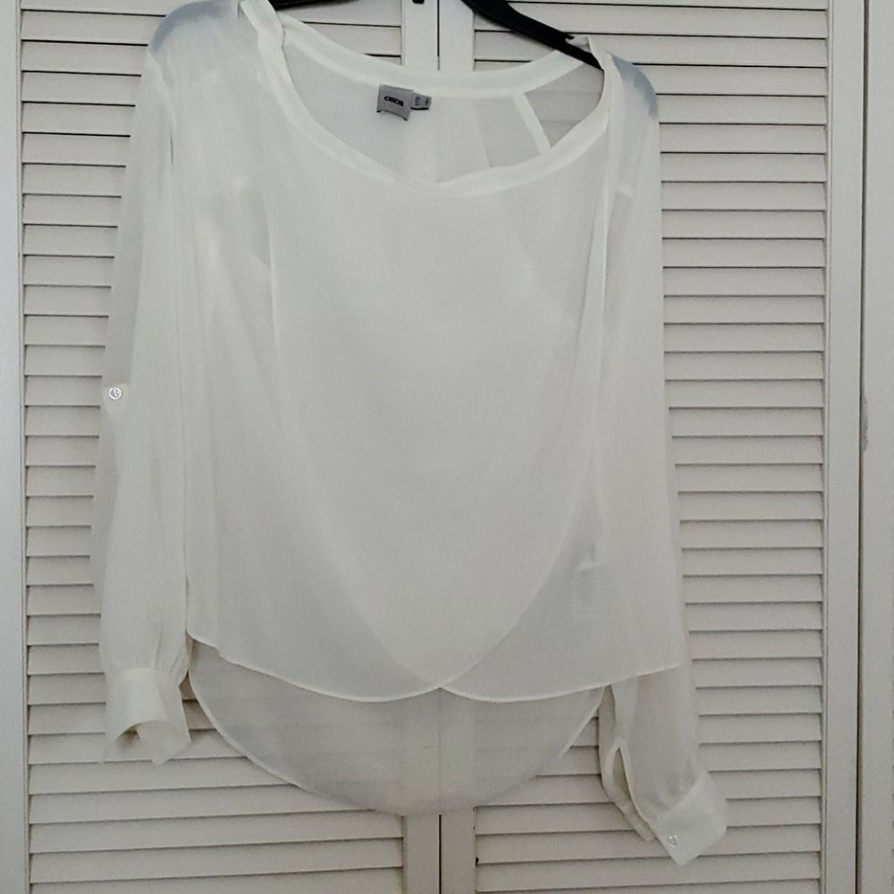 ASOS white sheer long sleeve top